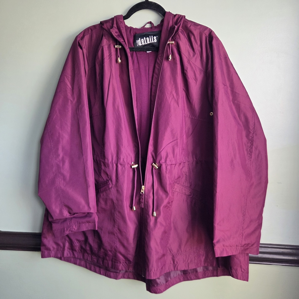 Intl. Details Plus Size 22/24 Gorpcore Plum Hooded Windbreaker Anorak - Picture 2 of 6